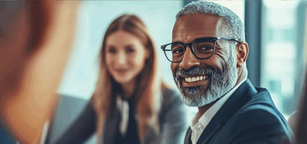 career changes after 40 confident professional man reflecting and planning next move