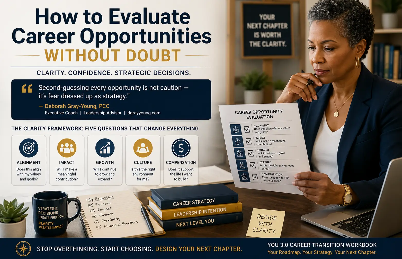 Deborah Gray-Young executive coach evaluating career opportunities strategic career transition
